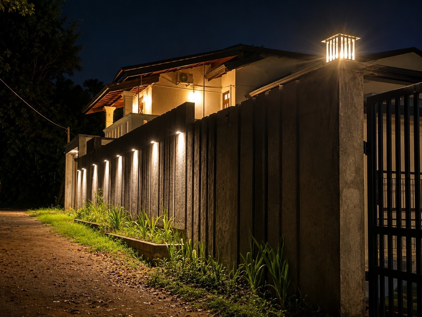 Entrance at night